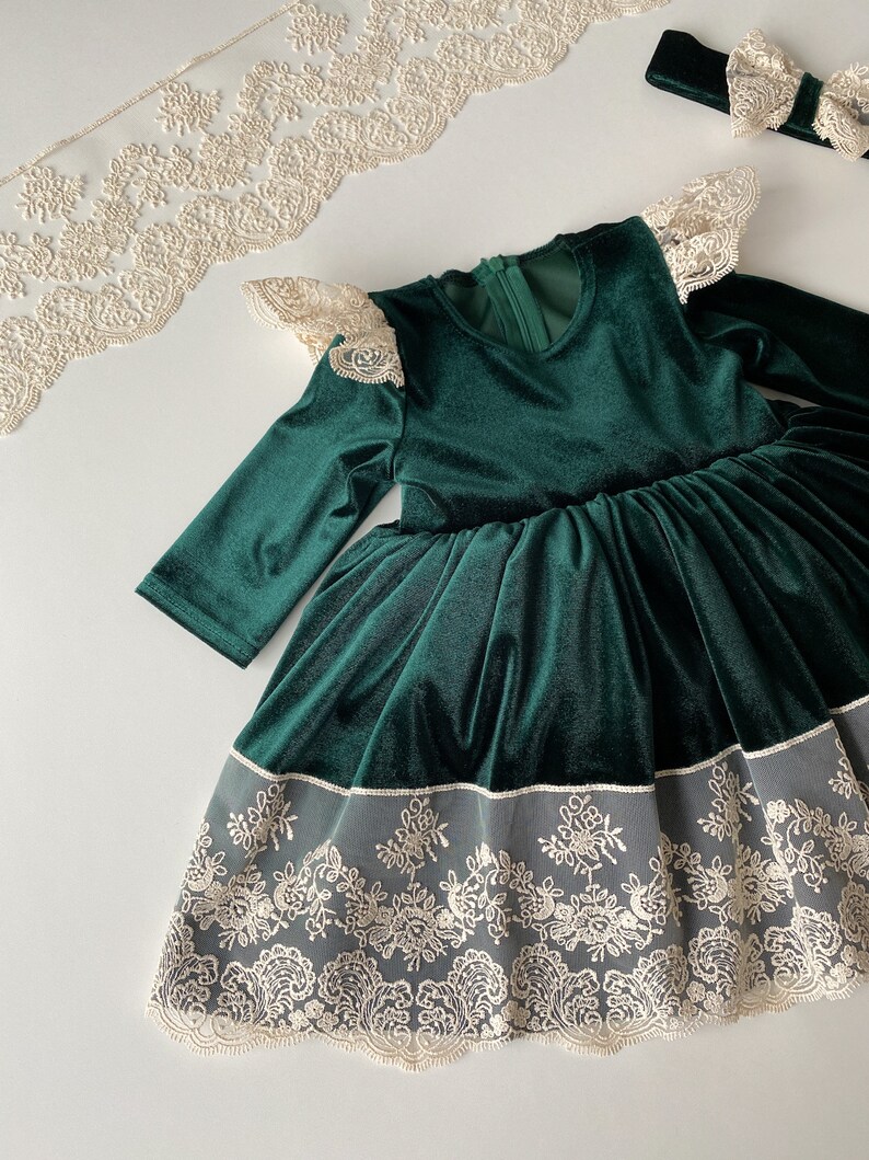 Christmas Dress Toddler Green Velvet Dress Emerald Green Etsy