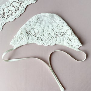 Lace bonnet, baptism bonnet, ivory bonnet for baby girl, baptism bonnet for girl