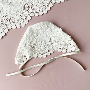 Christening bonnet, baptism bonnet for girl, lace bonnet baby