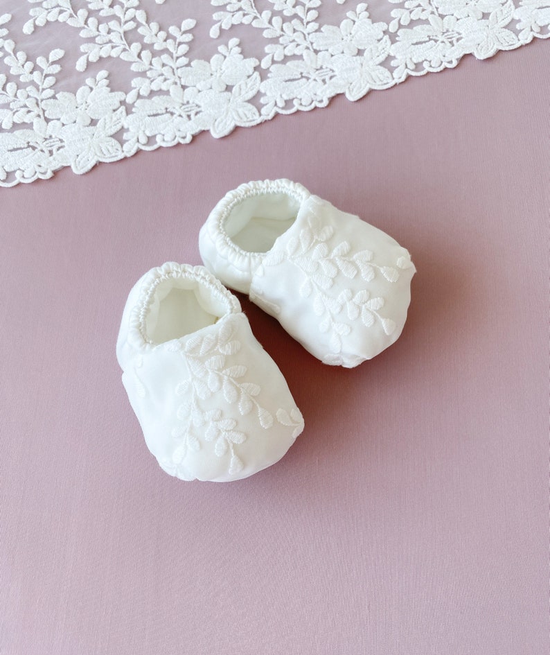 Baby shoes, baby girl baptism shoes, baptism booties, ivory baptism booties, baby girl baptism gift, baby shower gifts image 6