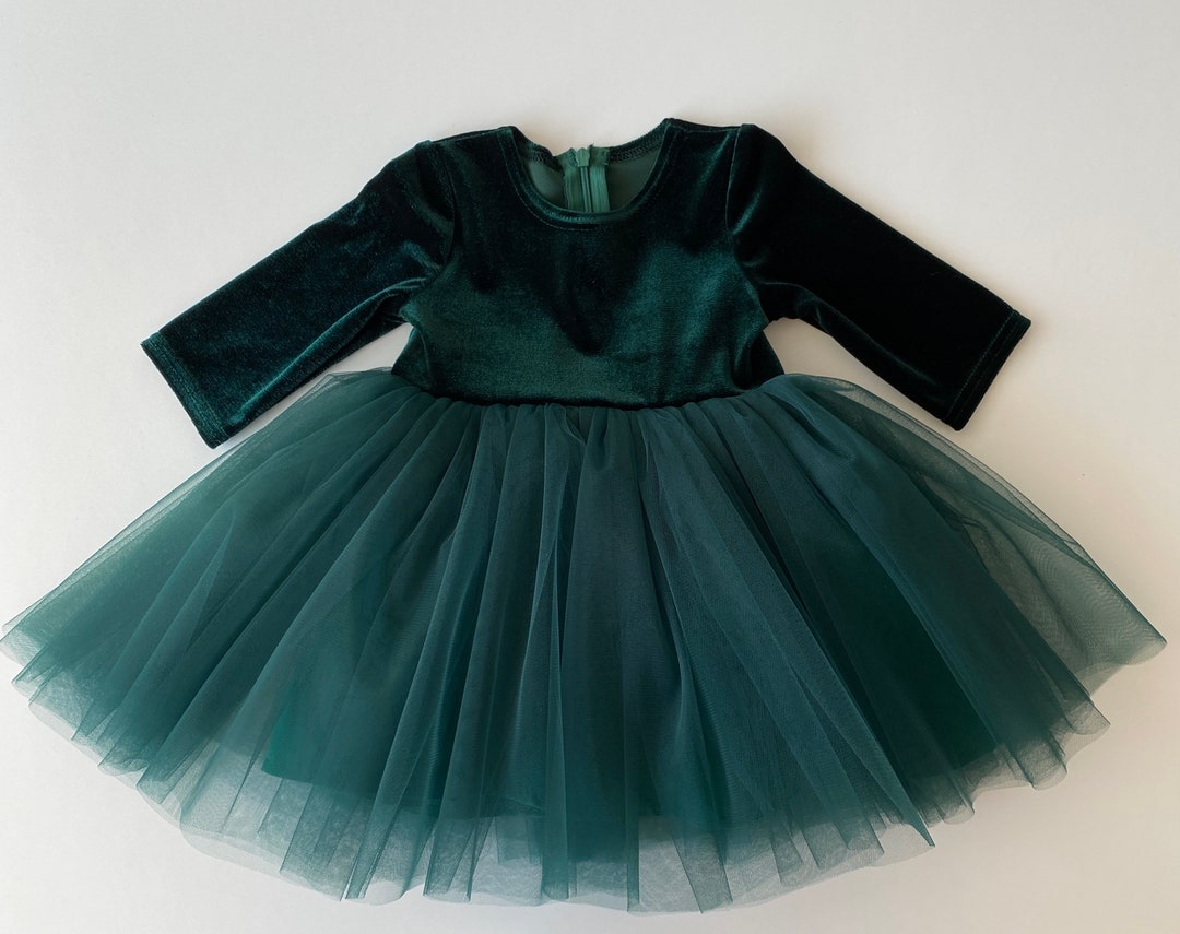 Baby Girl Winter Dress In Velvet Stuff Light Green Color main image 1