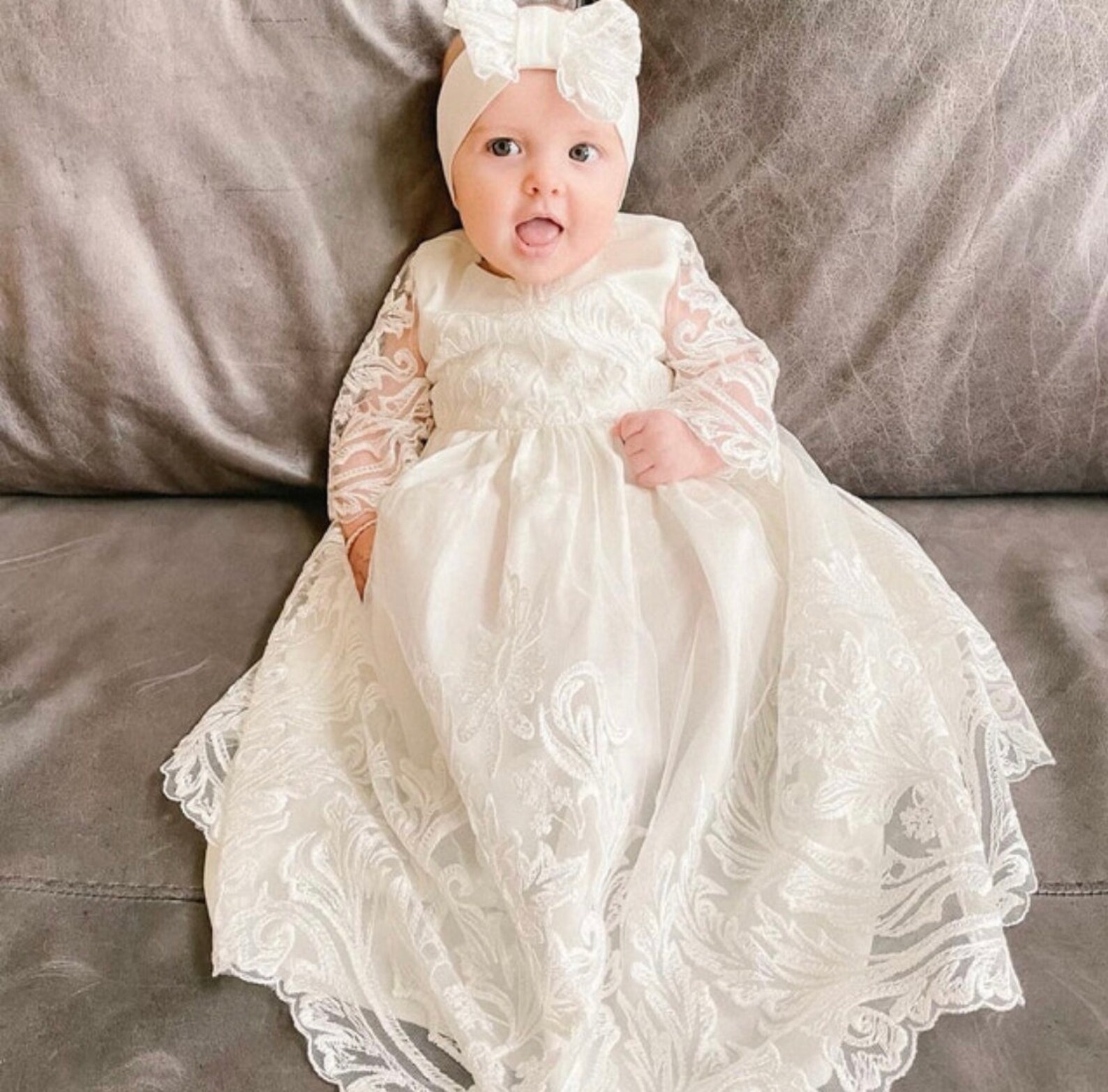 Christening Gown Lace Christening Gown Baptism Dress Etsy