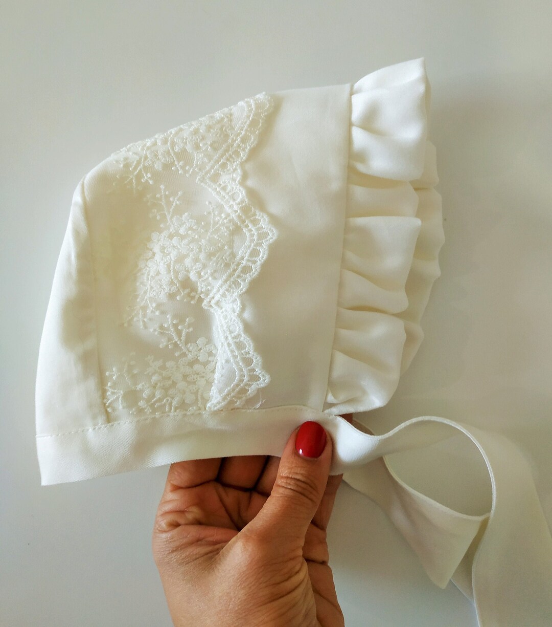 Baptization Hat Lace Baptism Bonnet: Handmade Christening Hat for Baby Girl - Etsy