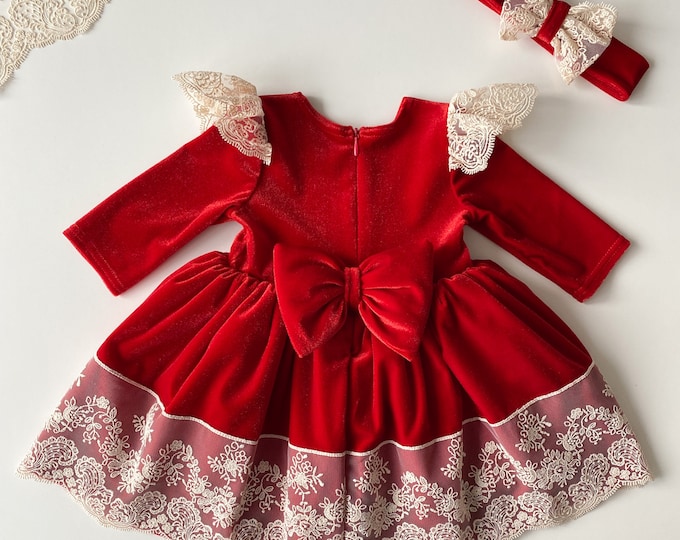 Susanne Lively Girls Green Corduroy Christmas Dress - Red Holiday Plaid Collar & Sash main image 1