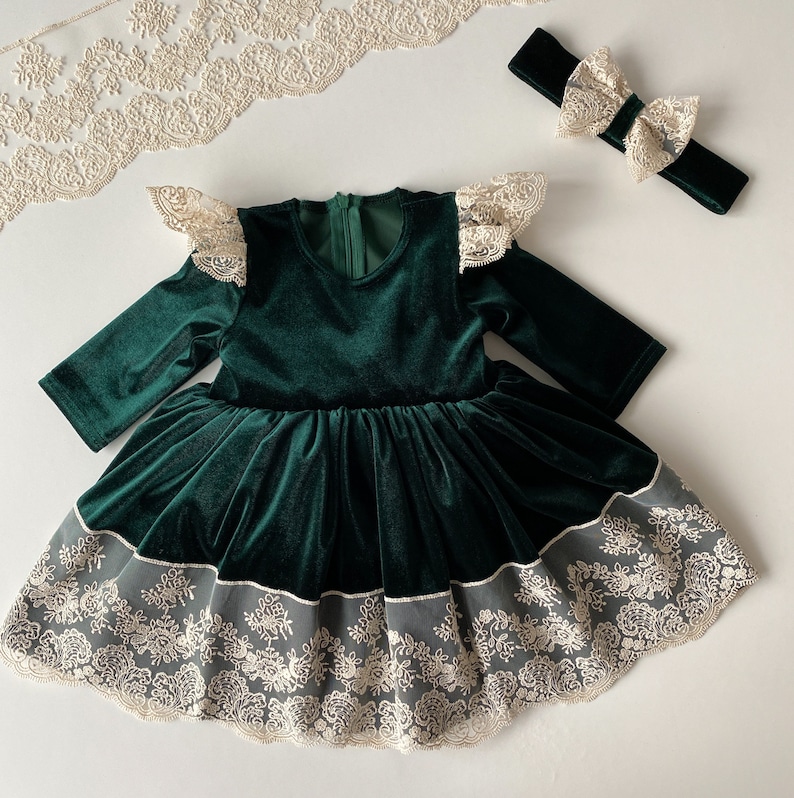 Christmas Dress Toddler Green Velvet Dress Emerald Green Etsy
