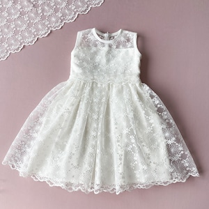 Lace Baptism Dress for Baby Girl: Ivory Christening Gown