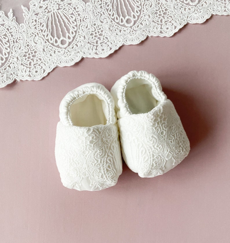 Baptism booties, baby shower gift, christening shoes image 1