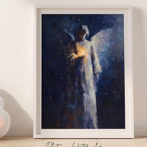 Angel Oil Painting Poster – Angel Art Print, Digital Download, Wall Art, Instant Printable Christian Artwork.