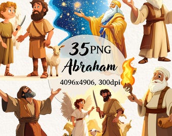 Abraham Biblical Characters, Clipart Bundle, Old Testament PNG, Transparent Background, Digital Clipart, Instant Download, Commercial Use
