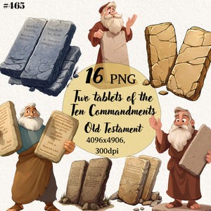 16 Deux tablettes des dix commandements Cliparts, Clipart étude de la Bible de l'Ancien Testament, fond Transparent, Clipart numérique, téléchargement immédiat