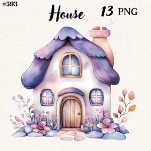 Fairy House Clipart Bundle, Garden Gnome House, Transparent Background, Digital Clipart, Instant Download, Commercial Use