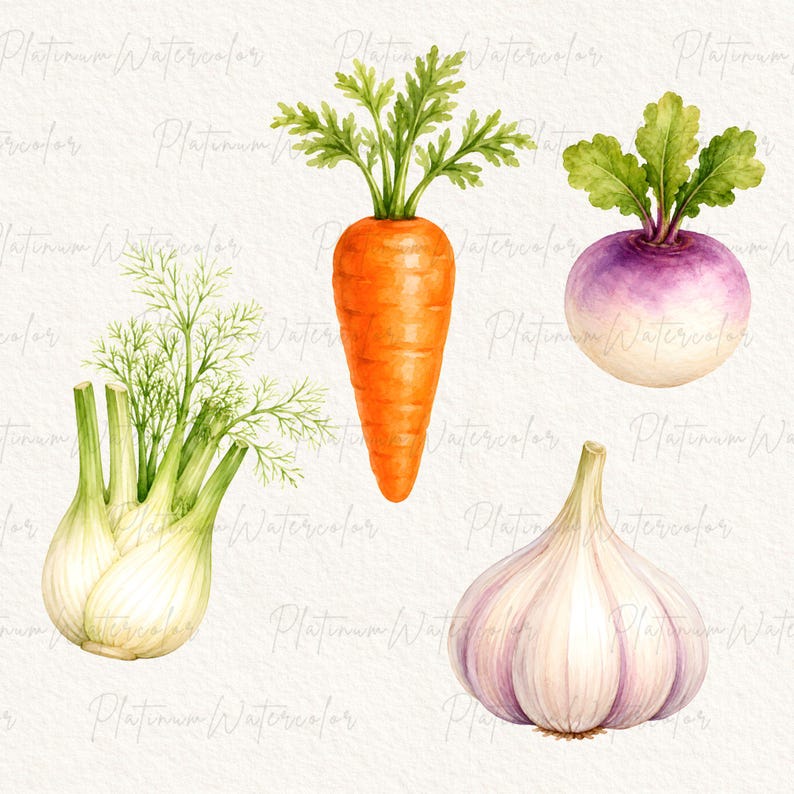 Vegetable Clipart Bundle, Watercolor Vegetable PNG Set, Garden Clipart ...