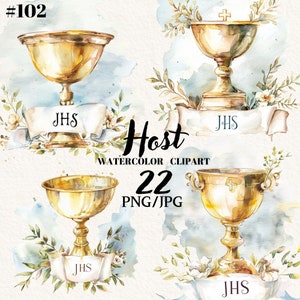 Calice doré png, hôte première communion clipart, invitation première communion, béni, clipart numérique, téléchargement immédiat, usage commercial