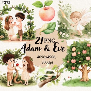 Adam und Eva Clipart Bundle, Bibelstudie PNG, transparenten Hintergrund, digitale Clipart, Instant Download, kommerzielle Nutzung