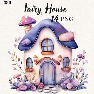 Fairy House Clipart Bundle, Garden Gnome House, Transparent Background, Digital Clipart, Instant Download, Commercial Use