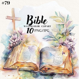 Katholische Bibel, Bibelarbeit, Christliche Drucke, Aquarell Christliche Clipart, digitale Clipart, Sofort-Download, kommerzielle Nutzung