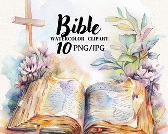 Catholic Bible, Bible Study, Christian Prints, Watercolor Christian Clipart, Digital Clipart, Instant download, Commercial Use