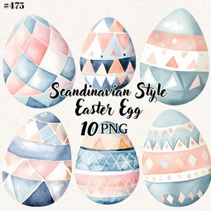 10 Egg Clipart Bundle, Scandinavian Easter Egg PNG, Easter PNG, Transparent Background, Digital Clipart, Instant Download, Commercial Use
