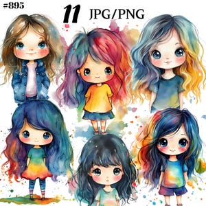 Chibi Little Girl Clipart Bundle  - Perfect for DIY Projects