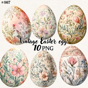 10 Easter PNG Clipart, Vintage Easter Egg, Easter Eggs Clipart, Transparent Background, Digital Clipart, Instant Download, Commercial Use