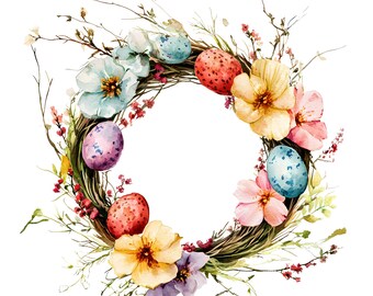 Get Creative for Easter with 10 Charming Wreath Clipart - Instant Download