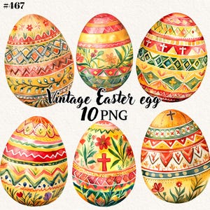 10 Easter Clipart, Traditional Easter Egg, Egg Clipart Bundle, Transparent Background, Digital Clipart, Instant Download, Commercial Use