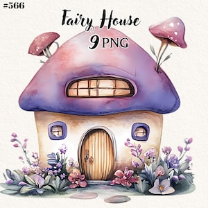 Fairy House Clipart Bundle, Garden Gnome House, Transparent Background, Digital Clipart, Instant Download, Commercial Use