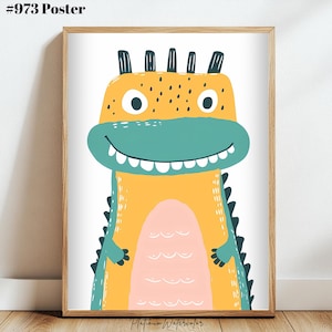 Dragon Digital Poster, Nursery Wall Art, Animal Prints, Digital Download - Perfect Poster for a Child&#39;s Room.