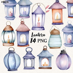 Lantern Clipart Bundle, Whimsical Watercolor Lantern Clipart Set - Instant Download for Sublimation!
