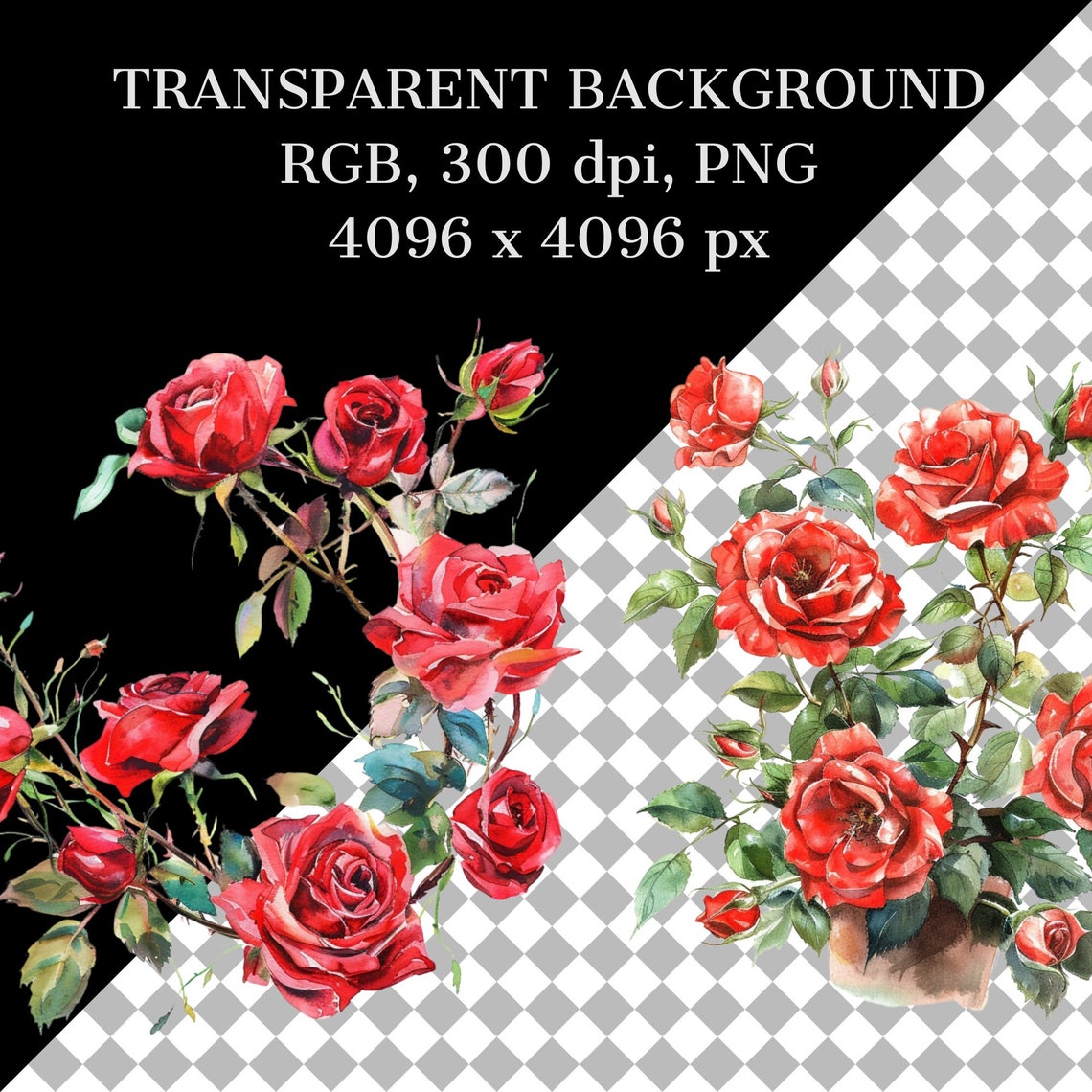 27 Roses Clipart Png, Watercolor Flowers Png, Wedding Clipart, Flower ...