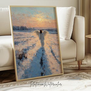 Guardian Angel Poster – Oil Painting Wall Art, Angel Print, Spiritual Artwork, Angel Wall Decor