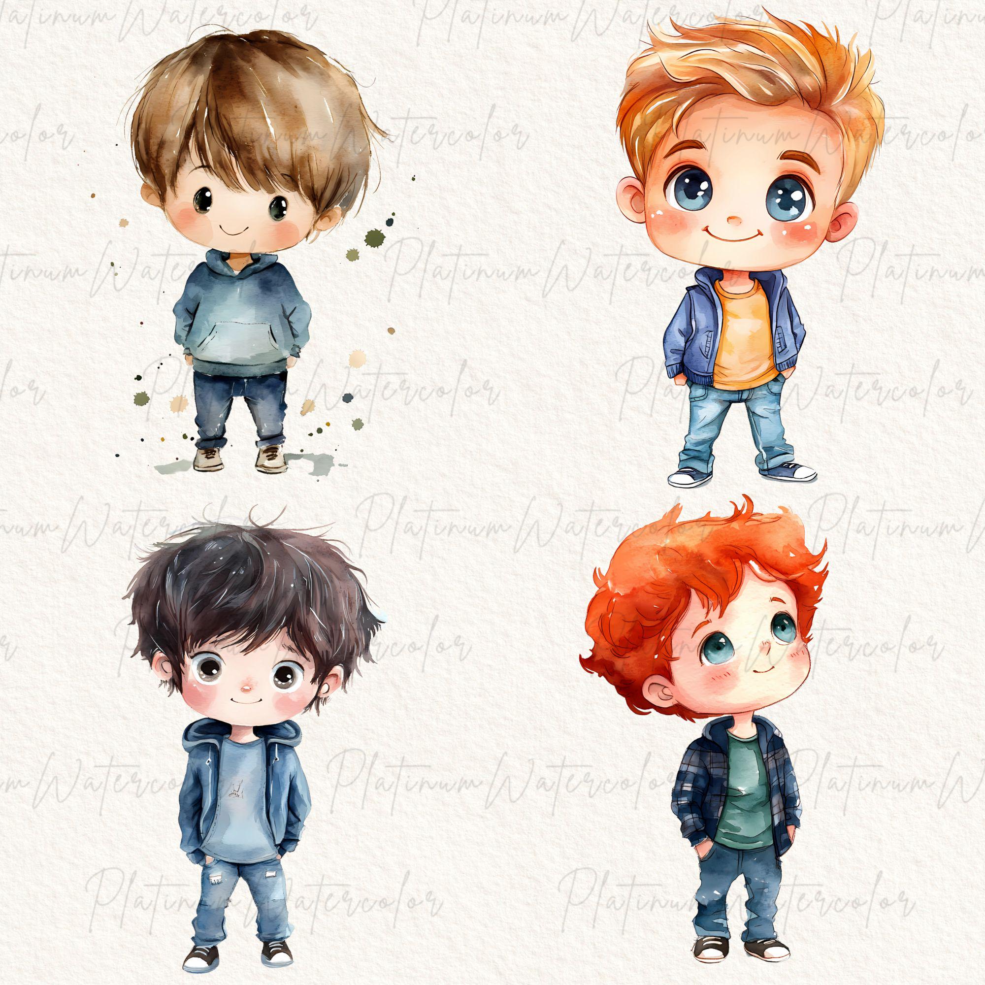 Watercolor Boys Clipart Bundle - Perfect for DIY Projects - Etsy
