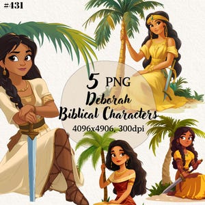Deborah Biblical Characters, Christian png, Bible Study, Transparent Background, Digital Clipart, Instant Download, Commercial Use