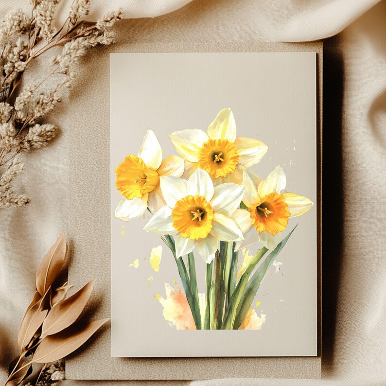 Elegant Daffodil Watercolor Clipart Set | Spring Wedding Decor ...