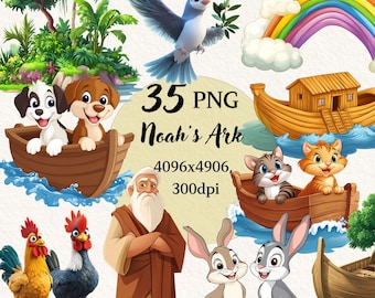 Arca di Noè png, Clipart Bundle, Sfondo trasparente, Clipart digitale, Download immediato, Uso commerciale