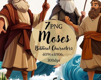 Moses Old Testament Clipart Bundle, Bible Study, Transparent Background, Digital Clipart, Instant Download, Commercial Use