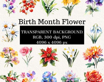 Clipart de flores del mes de nacimiento para divertirte con tus fiestas.