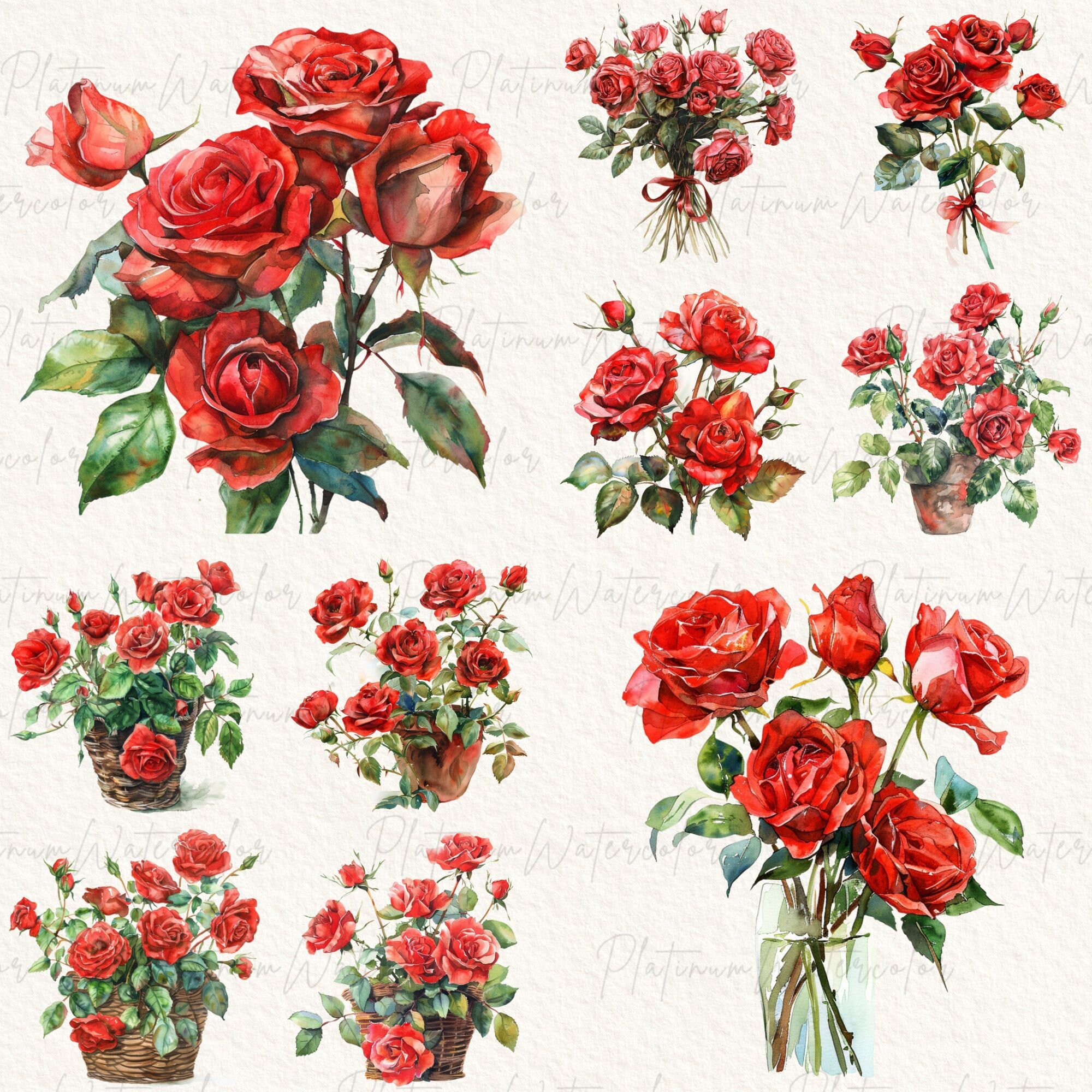 27 Roses Clipart Png, Watercolor Flowers Png, Wedding Clipart, Flower ...
