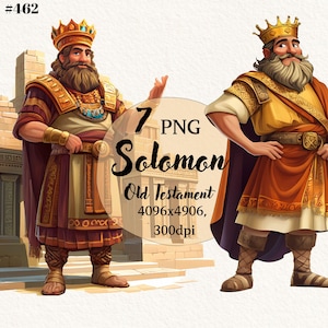 7 Solomon Biblical Characters, Bible Study, Transparent Background, Digital Clipart, Instant Download, Commercial Use