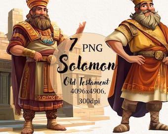 7 Solomon Biblical Characters, Bible Study, Transparent Background, Digital Clipart, Instant Download, Commercial Use