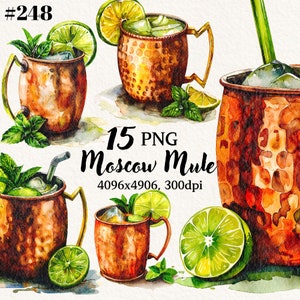 Moskauer Maultier Clipart Bündel, Signature Drinks, Moskauer Maultier PNG, transparenter Hintergrund, digitale Clipart, sofortiger Download, kommerzielle Nutzung