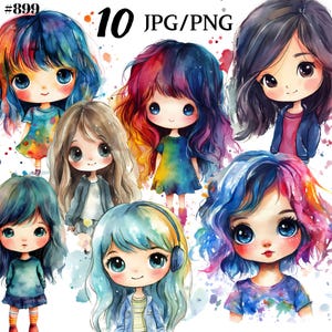 Chibi Doll Clipart, Little Girl  Clipart Collection - Commercial Use Ready.