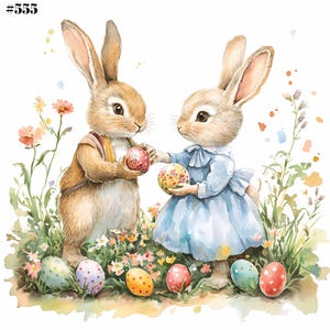 10 JPG Osterhase, Osterhase, Aquarell Clipart, digitale Illustration, digitale Grafik, druckbares Bild, digitale Clipart