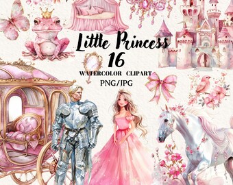 Little Princess Clipart Bundle, Wedding Clipart, Princess Invitation, Transparent Background, Digital Clipart, Instant download, Commercial