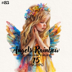 Baby Angels Watercolor Clipart, Child Angels Clipart, Watercolor Rainbow Angel Clipart Collection, Digital, Instant download, Commercial use