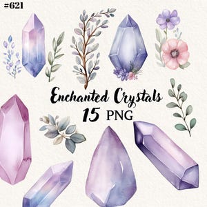 Whimsical Watercolor Crystal Clipart for Crafting & Sublimation.