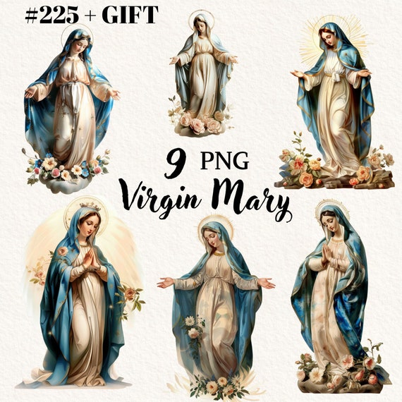 Virgin Mary, Clipart Bundle, catholic art, christian clipart, transparent background, digital clipart, instant download, commercial use
