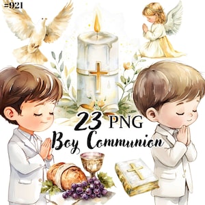 Première communion garçon PNG, Clipart numérique, téléchargement immédiat, usage Commercial
