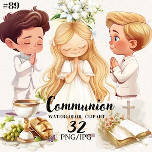 Prima comunione ragazzo, prima comunione ragazza, Primera Comunione, Clipart biblico, Clipart digitale, download istantaneo, uso commerciale
