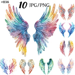 Whimsical Watercolor Angel Wings Clipart - Perfect for Baby Girl Designs